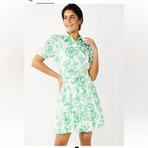 Draper James Green and White Floral Midi Dress